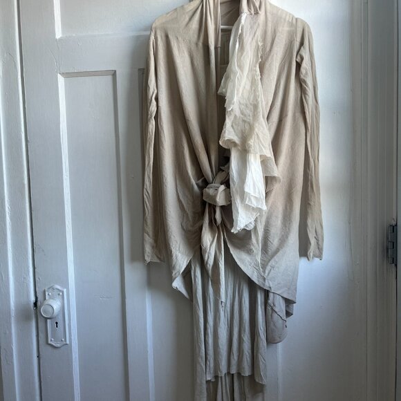 If Six Was Nine i6w8 Beige Cream Drapey Deconstructed Cardigan Japanese Label - Picture 2 of 4